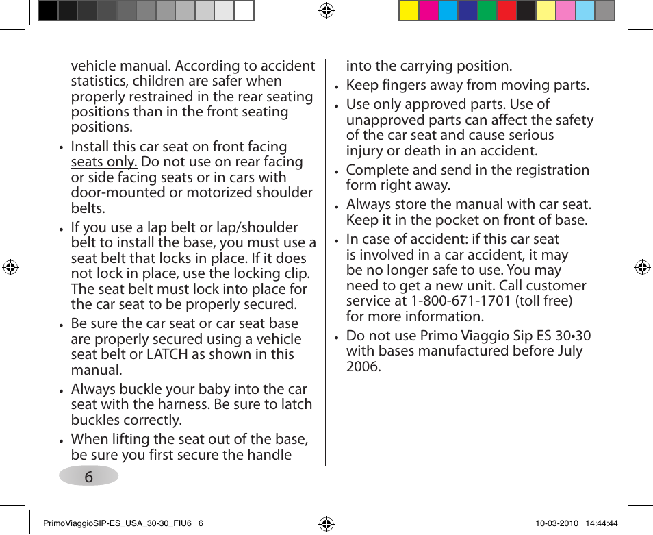 Peg-Perego PRIMO VIAGGIO SIP ES 30.30 User Manual | Page 6 / 92