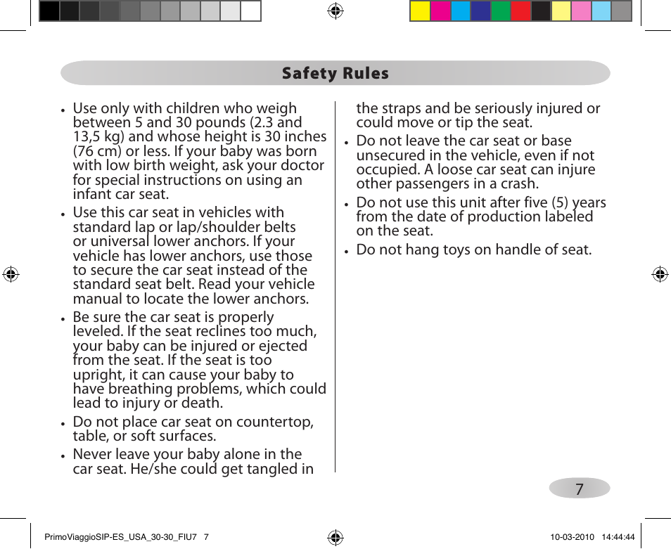Peg-Perego PRIMO VIAGGIO SIP ES 30.30 User Manual | Page 7 / 92