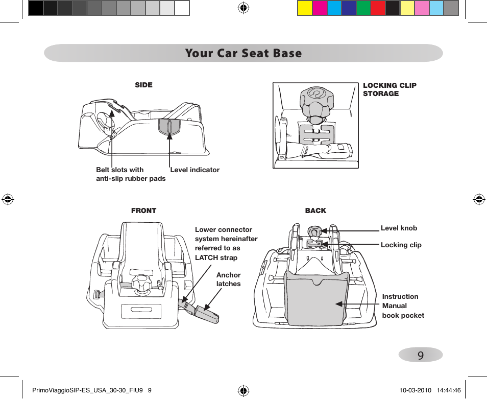 9your car seat base | Peg-Perego PRIMO VIAGGIO SIP ES 30.30 User Manual | Page 9 / 92