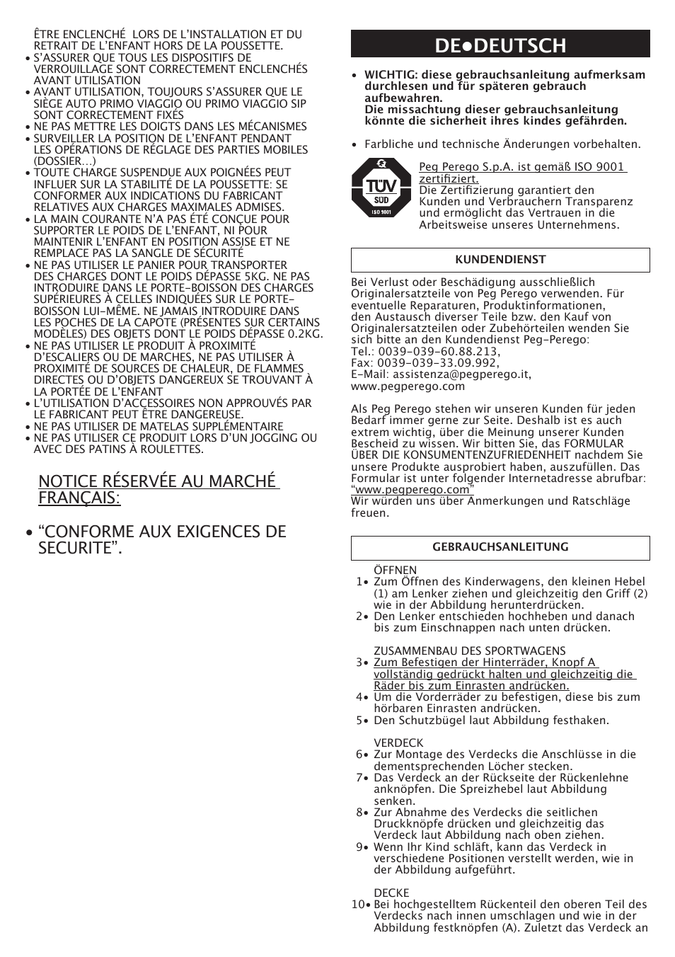 De•deutsch | Peg-Perego Aria OH User Manual | Page 17 / 52