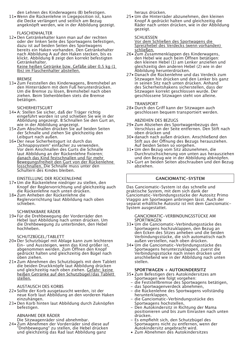 Peg-Perego Aria OH User Manual | Page 18 / 52