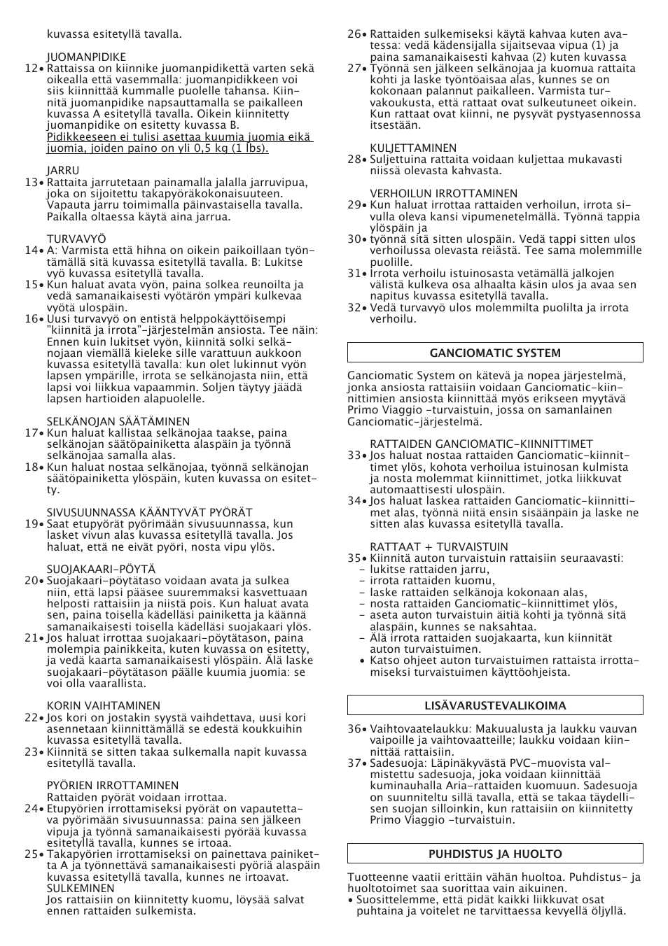 Peg-Perego Aria OH User Manual | Page 30 / 52