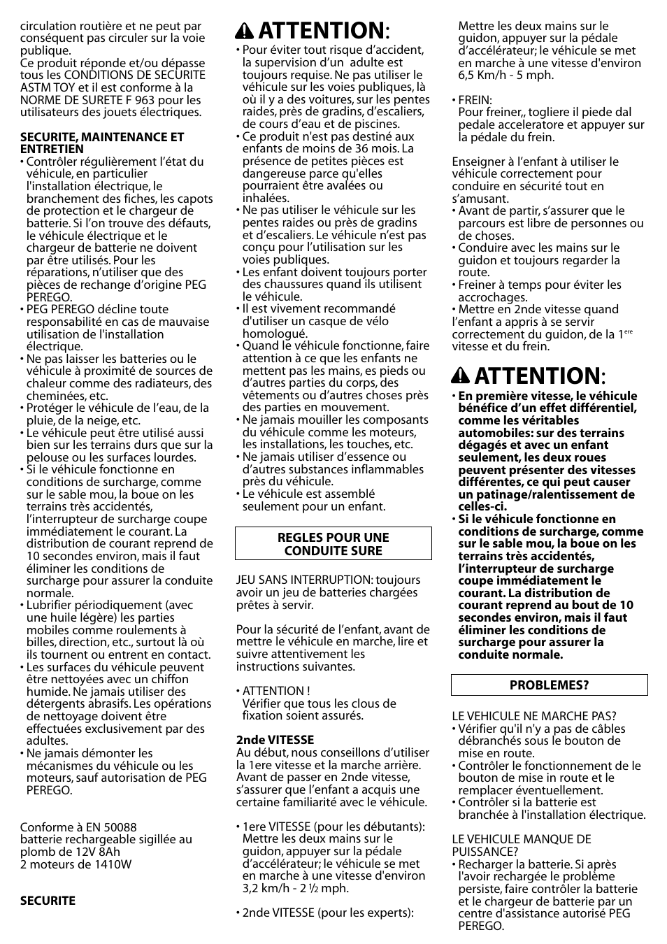 Attention | Peg-Perego IGMC0006US User Manual | Page 15 / 16