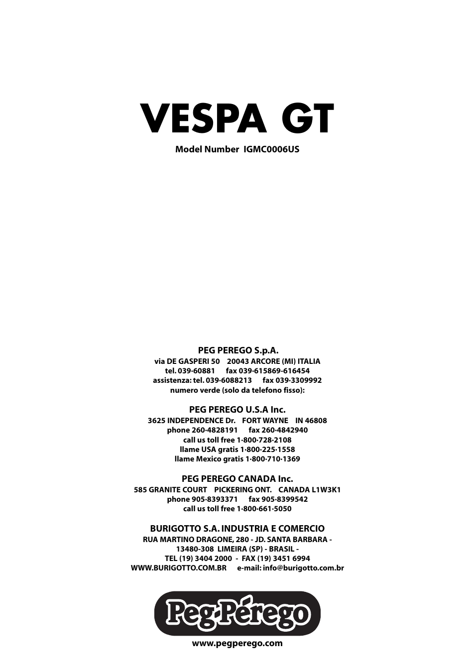 Vespa gt | Peg-Perego IGMC0006US User Manual | Page 16 / 16