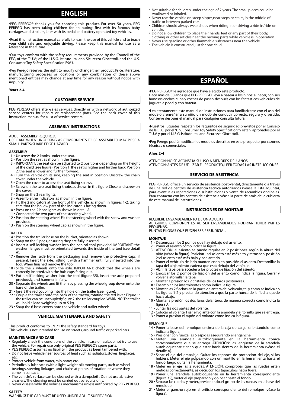 English español | Peg-Perego IGCD0522 User Manual | Page 5 / 8