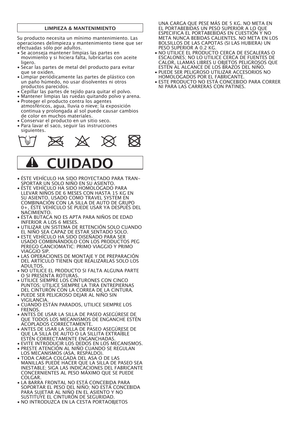 Cuidado | Peg-Perego Pliko X-Lite User Manual | Page 20 / 48