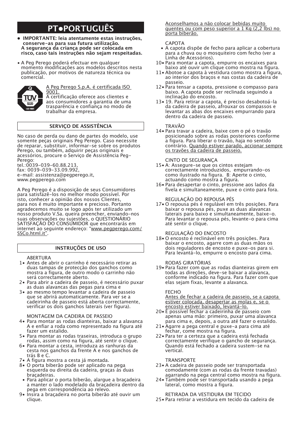 Pt•português | Peg-Perego Pliko X-Lite User Manual | Page 21 / 48