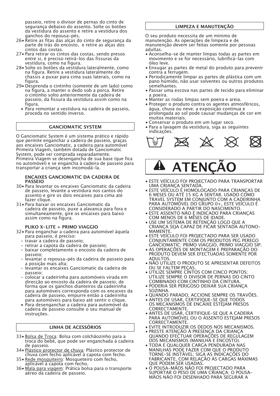 Atenção | Peg-Perego Pliko X-Lite User Manual | Page 22 / 48