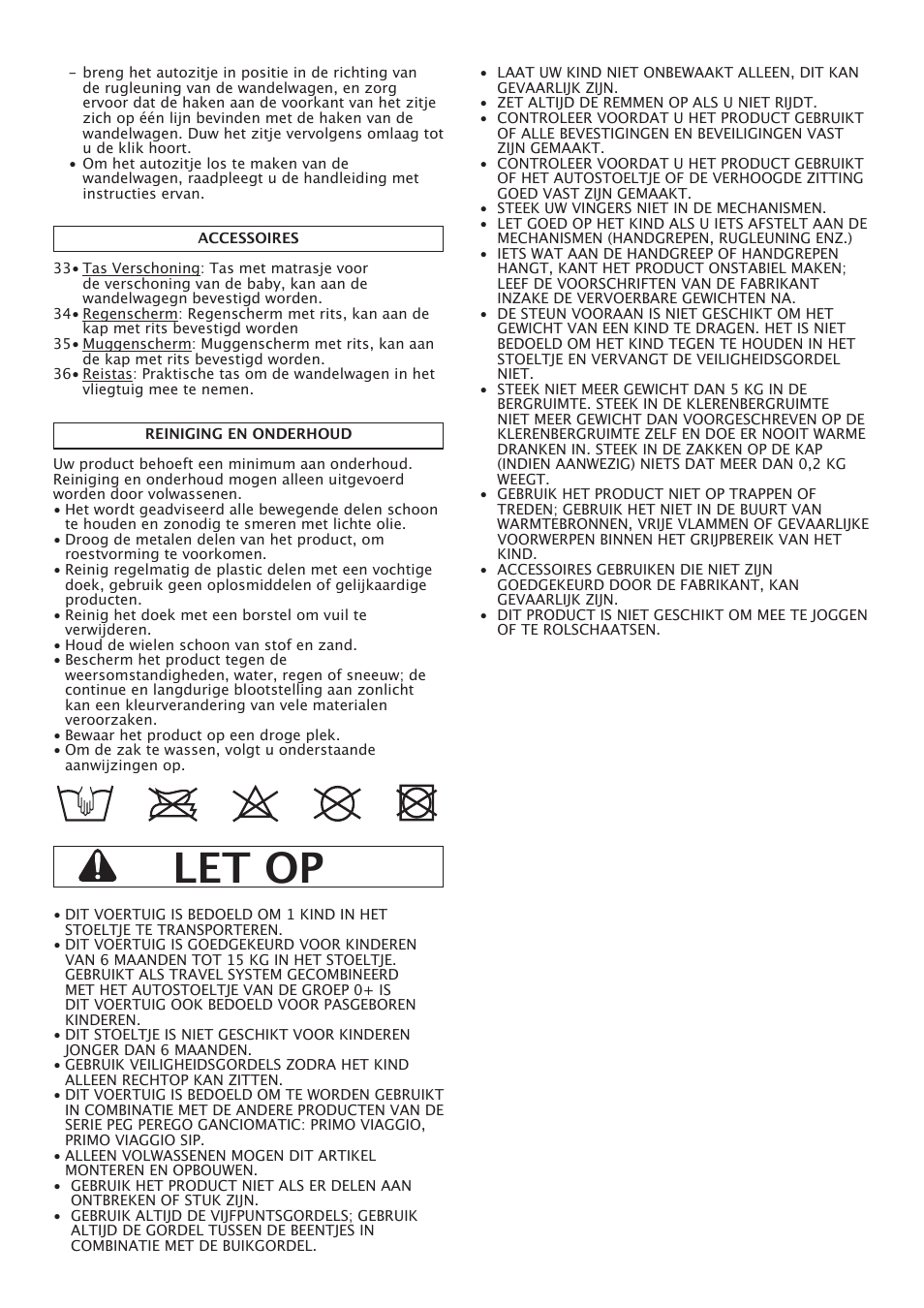 Let op | Peg-Perego Pliko X-Lite User Manual | Page 25 / 48