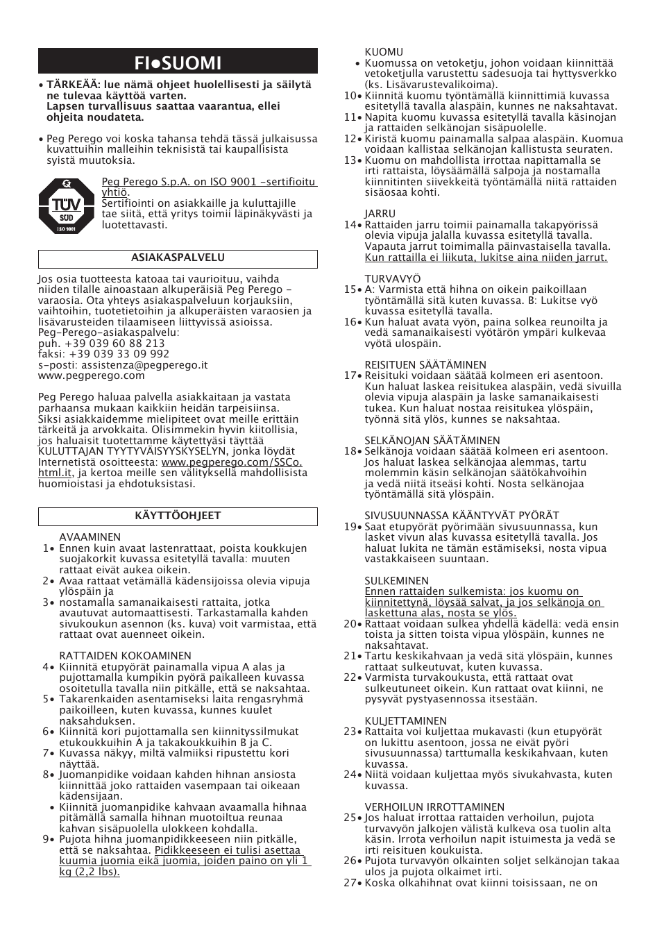 Fi•suomi | Peg-Perego Pliko X-Lite User Manual | Page 28 / 48