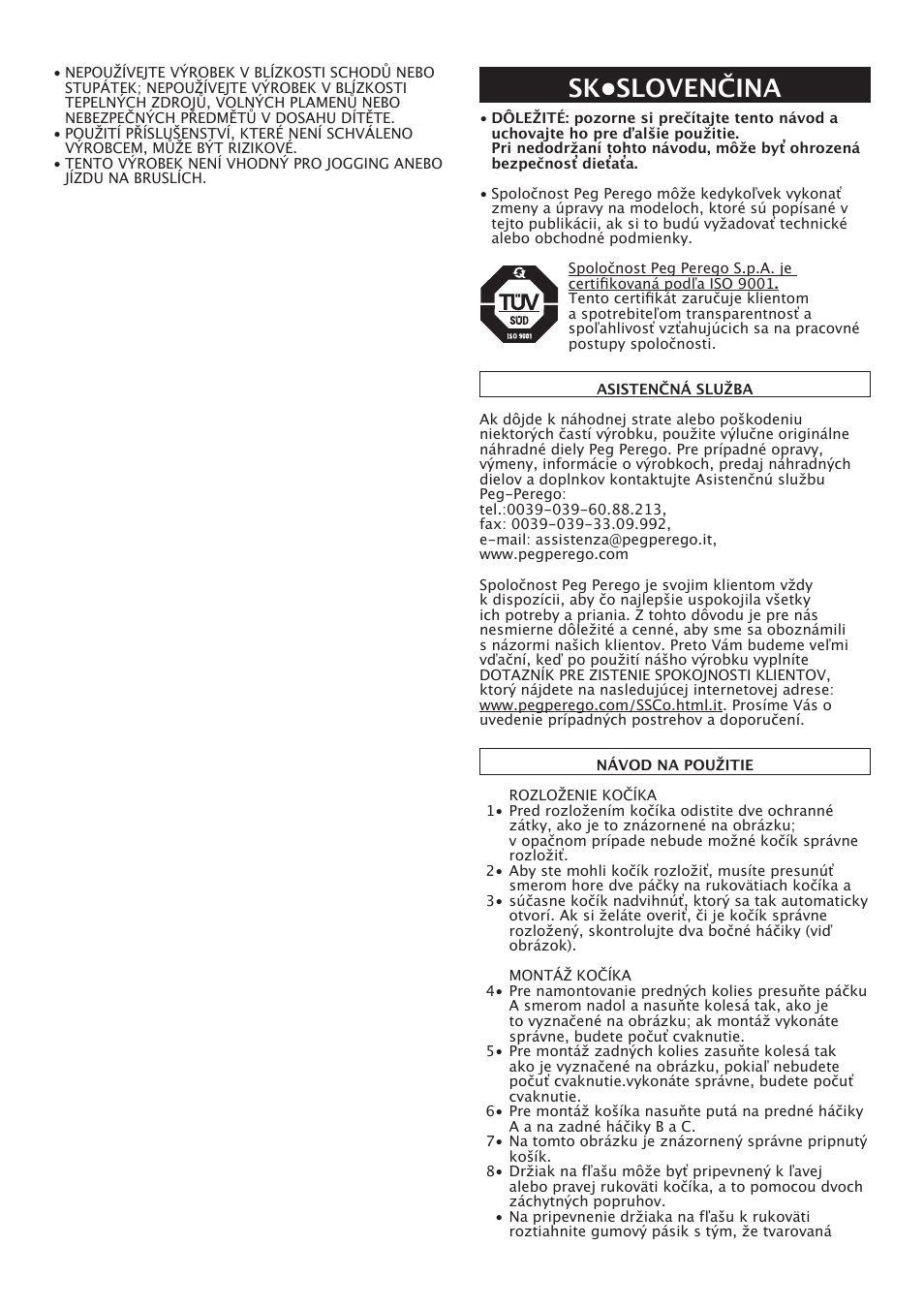 Sk•slovenčina | Peg-Perego Pliko X-Lite User Manual | Page 32 / 48