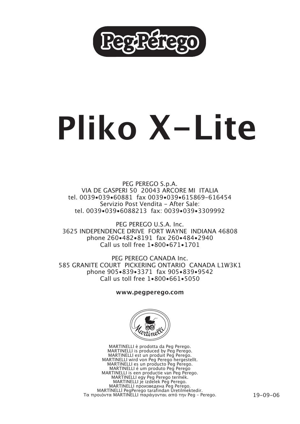 X-lite, Pliko | Peg-Perego Pliko X-Lite User Manual | Page 48 / 48