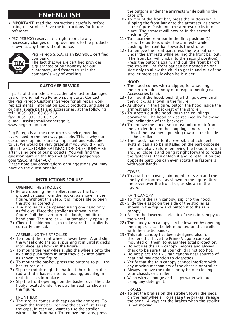 En•english | Peg-Perego A3 User Manual | Page 15 / 52