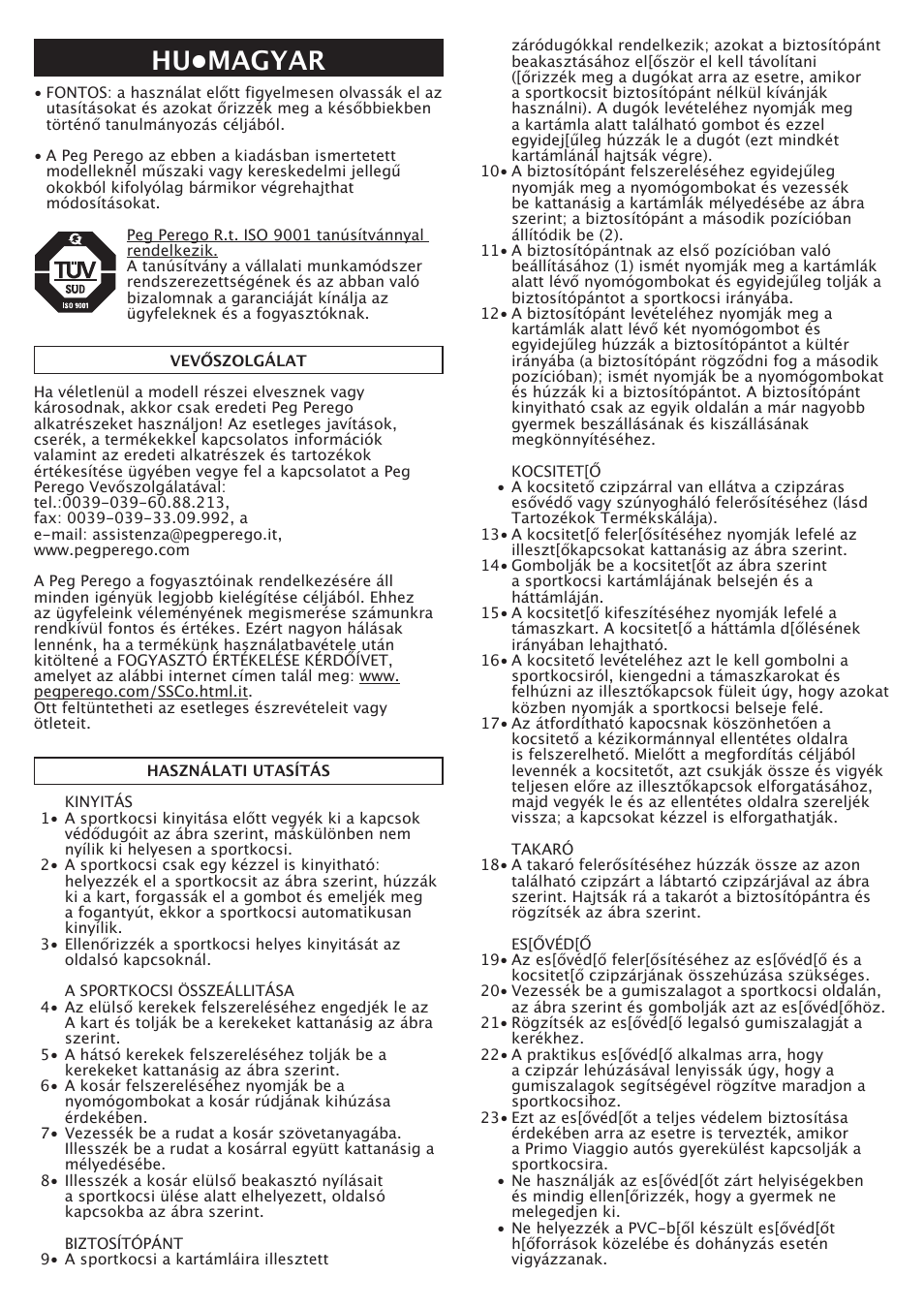 Hu•magyar | Peg-Perego A3 User Manual | Page 34 / 52