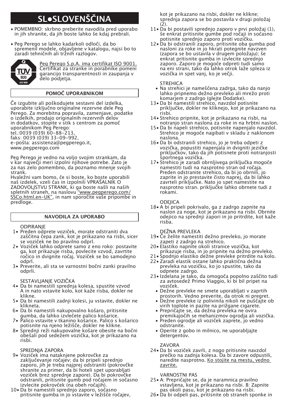 Sl•slovenščina | Peg-Perego A3 User Manual | Page 37 / 52