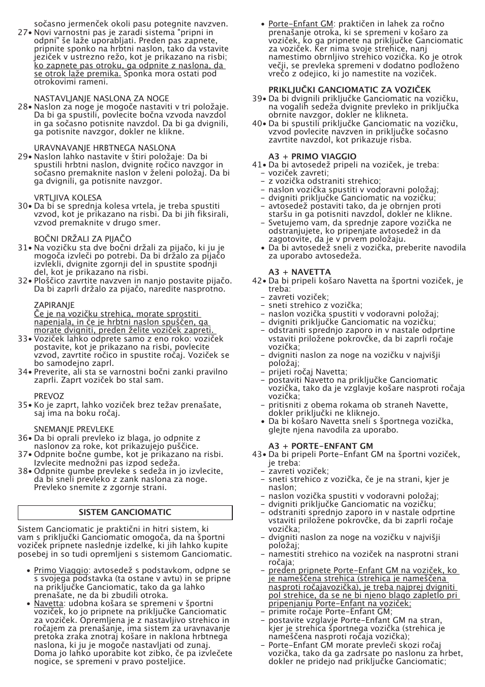 Peg-Perego A3 User Manual | Page 38 / 52