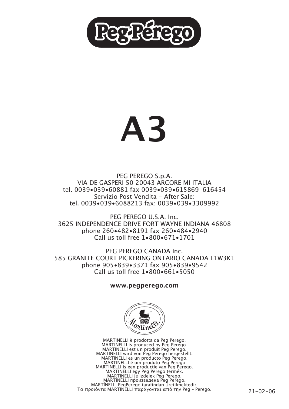 Peg-Perego A3 User Manual | Page 52 / 52