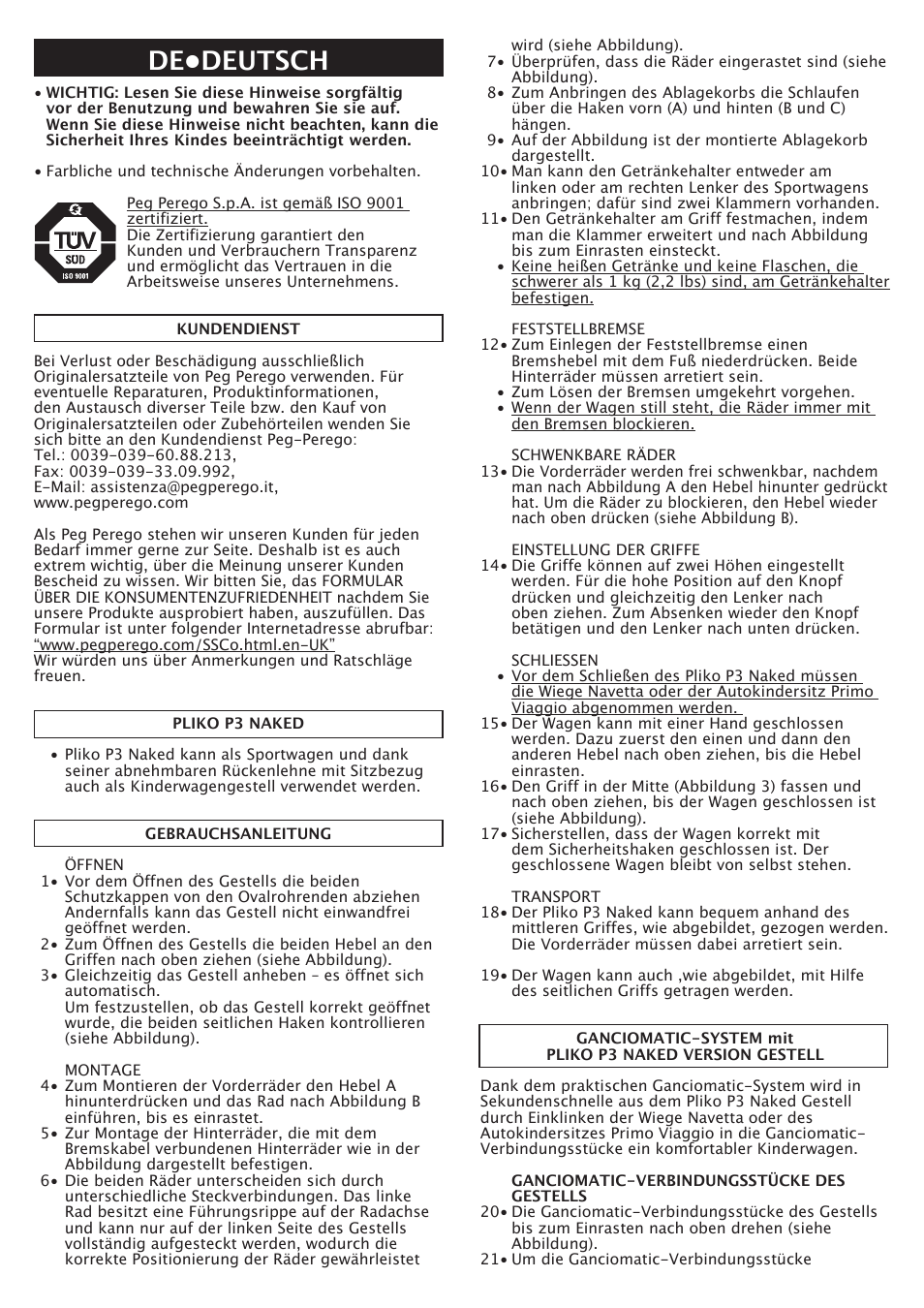 De•deutsch | Peg-Perego Pliko P3 Naked User Manual | Page 29 / 80