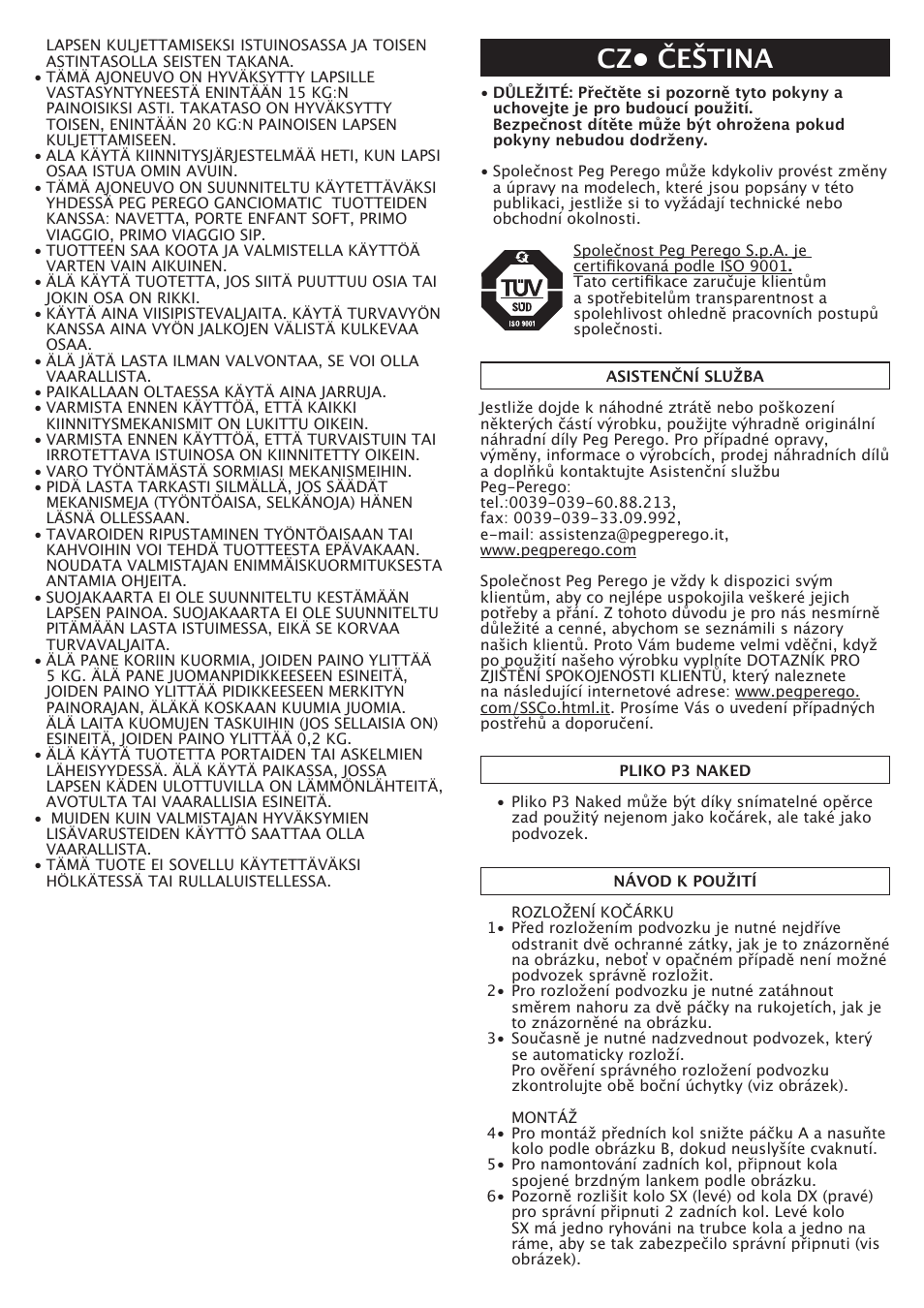Cz• čeština | Peg-Perego Pliko P3 Naked User Manual | Page 51 / 80