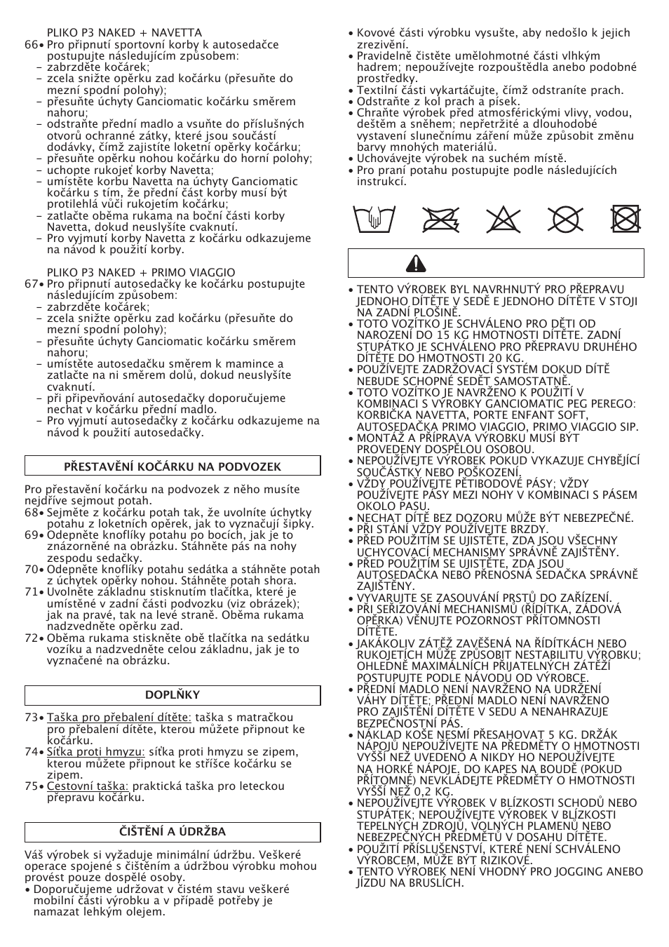 Pozor | Peg-Perego Pliko P3 Naked User Manual | Page 54 / 80