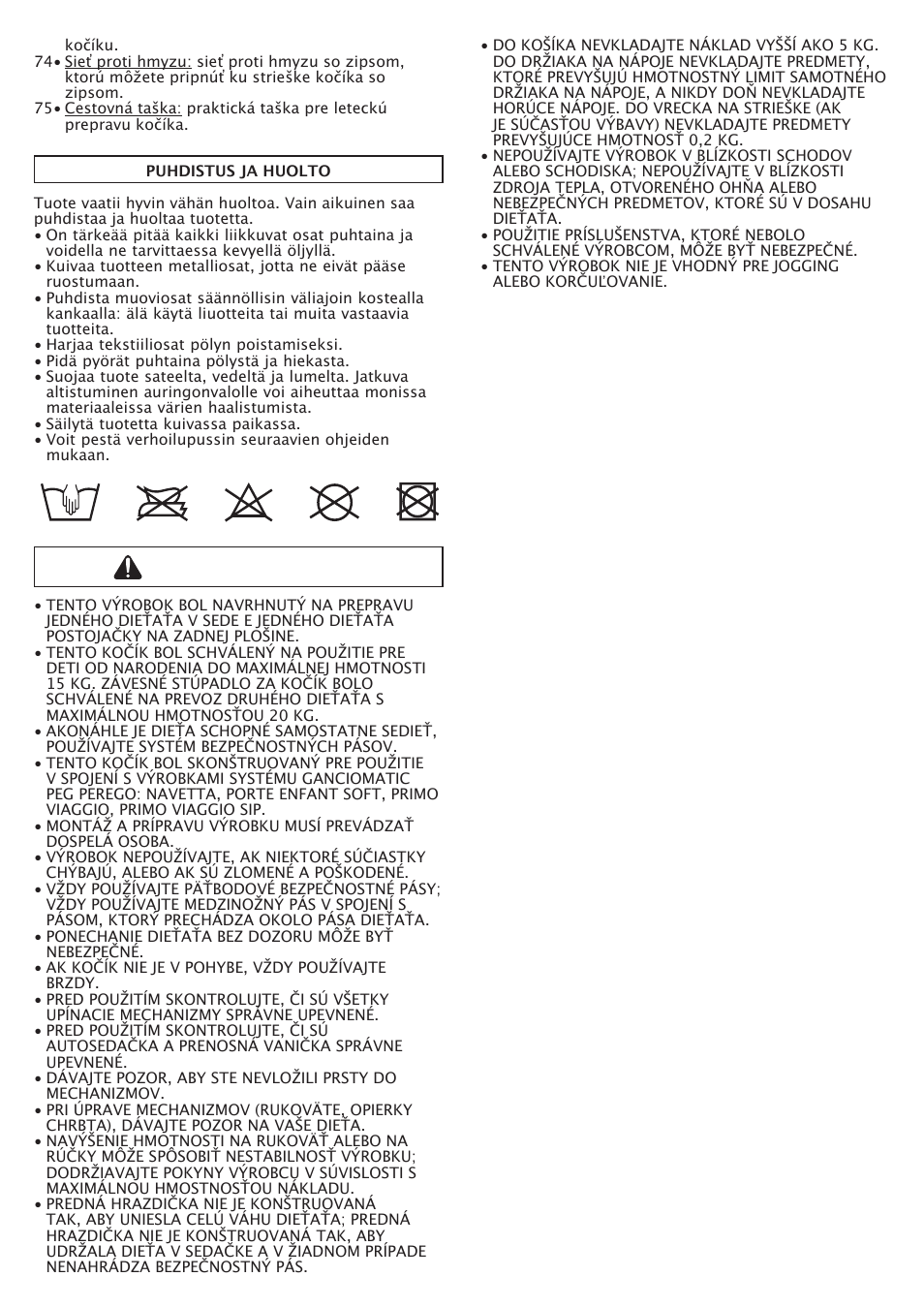 Pozor | Peg-Perego Pliko P3 Naked User Manual | Page 58 / 80