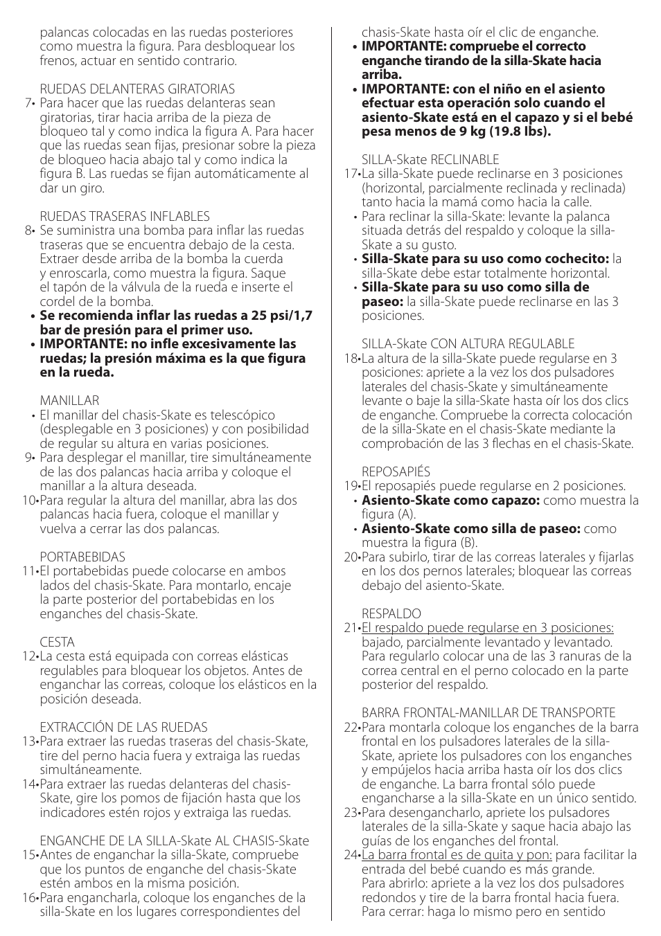 Peg-Perego SKATE User Manual | Page 21 / 32