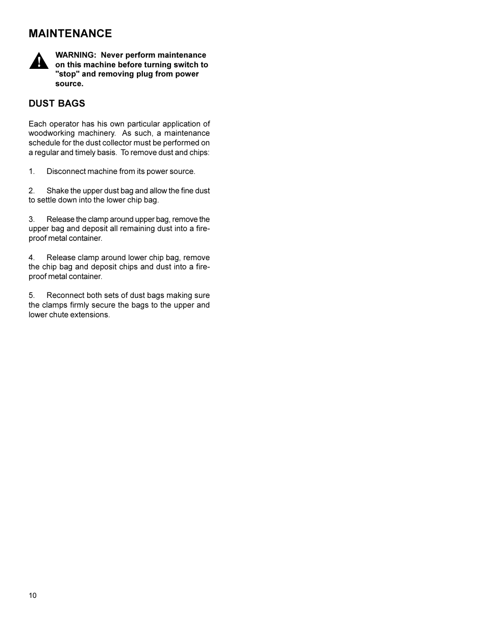 Maintenance | Powermatic 75 User Manual | Page 10 / 16