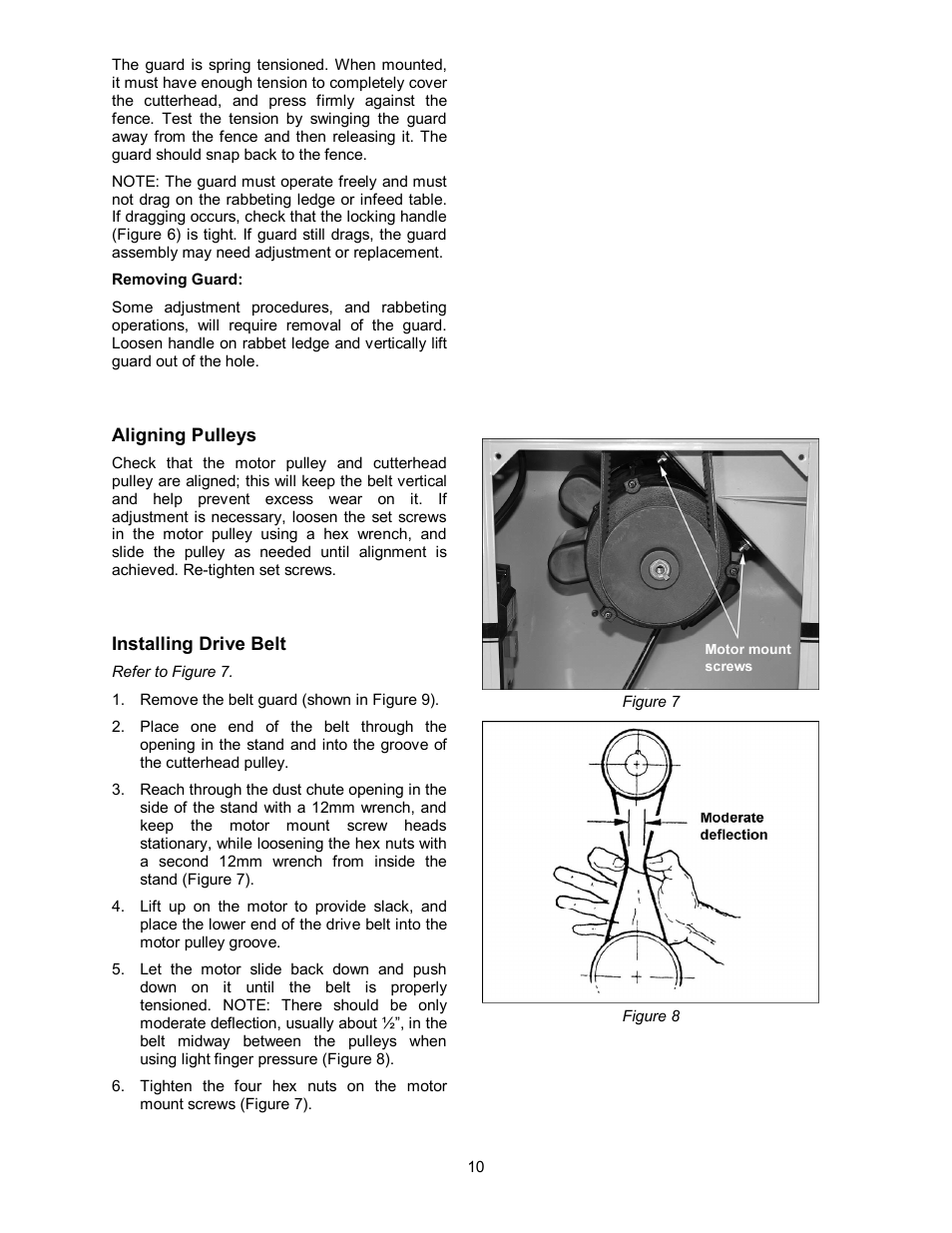 Aligning pulleys, Installing drive belt | Powermatic 60HH User Manual | Page 10 / 44