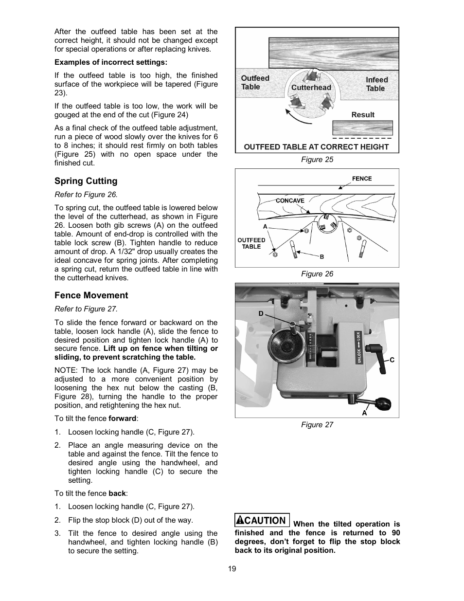 Spring cutting, Fence movement | Powermatic 60HH User Manual | Page 19 / 44