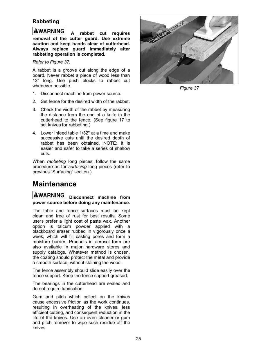 Maintenance | Powermatic 60HH User Manual | Page 25 / 44