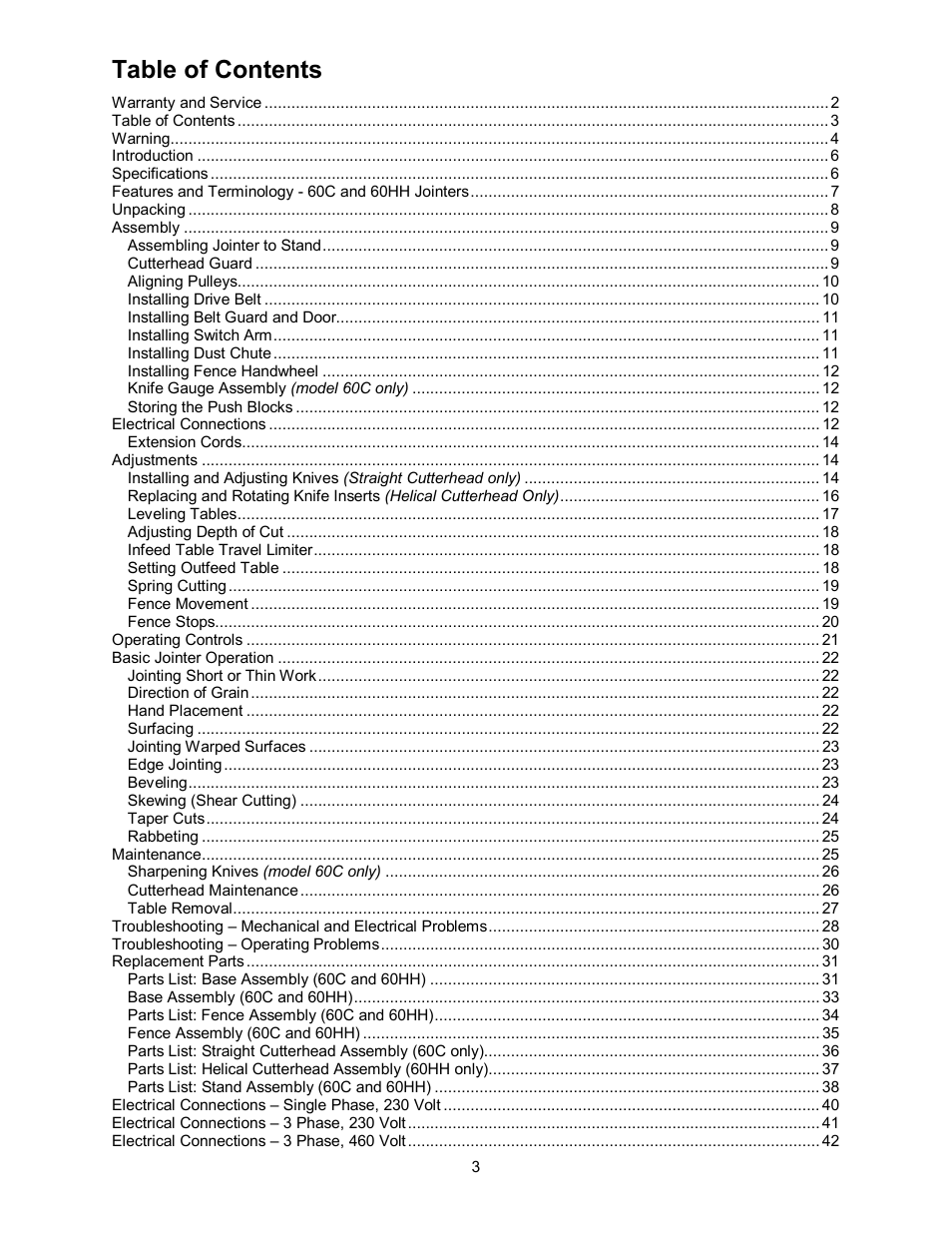 Powermatic 60HH User Manual | Page 3 / 44