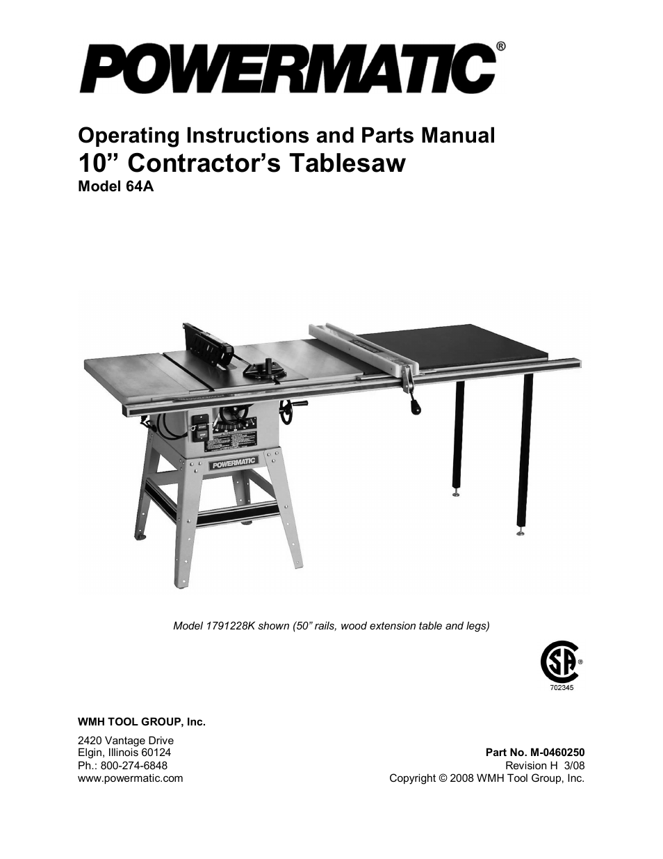 Powermatic 64A User Manual | 36 pages