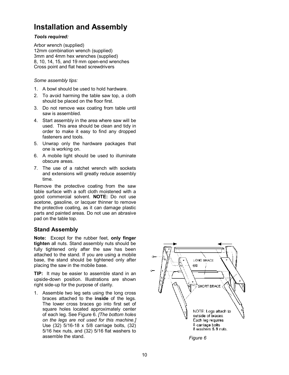 Installation and assembly | Powermatic 64A User Manual | Page 10 / 36