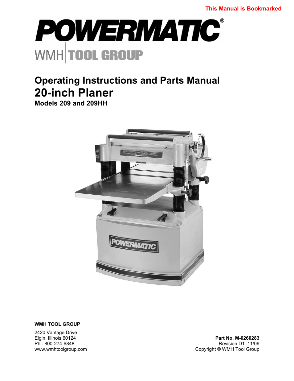 Powermatic 209 User Manual | 40 pages