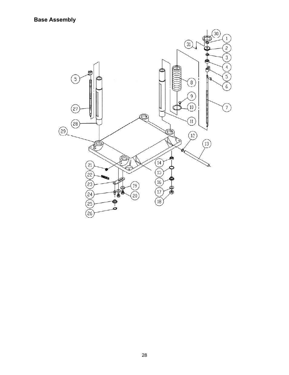 Base assembly | Powermatic 209 User Manual | Page 28 / 40