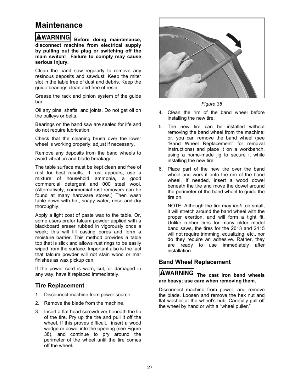 Maintenance | Powermatic 2013 User Manual | Page 27 / 60
