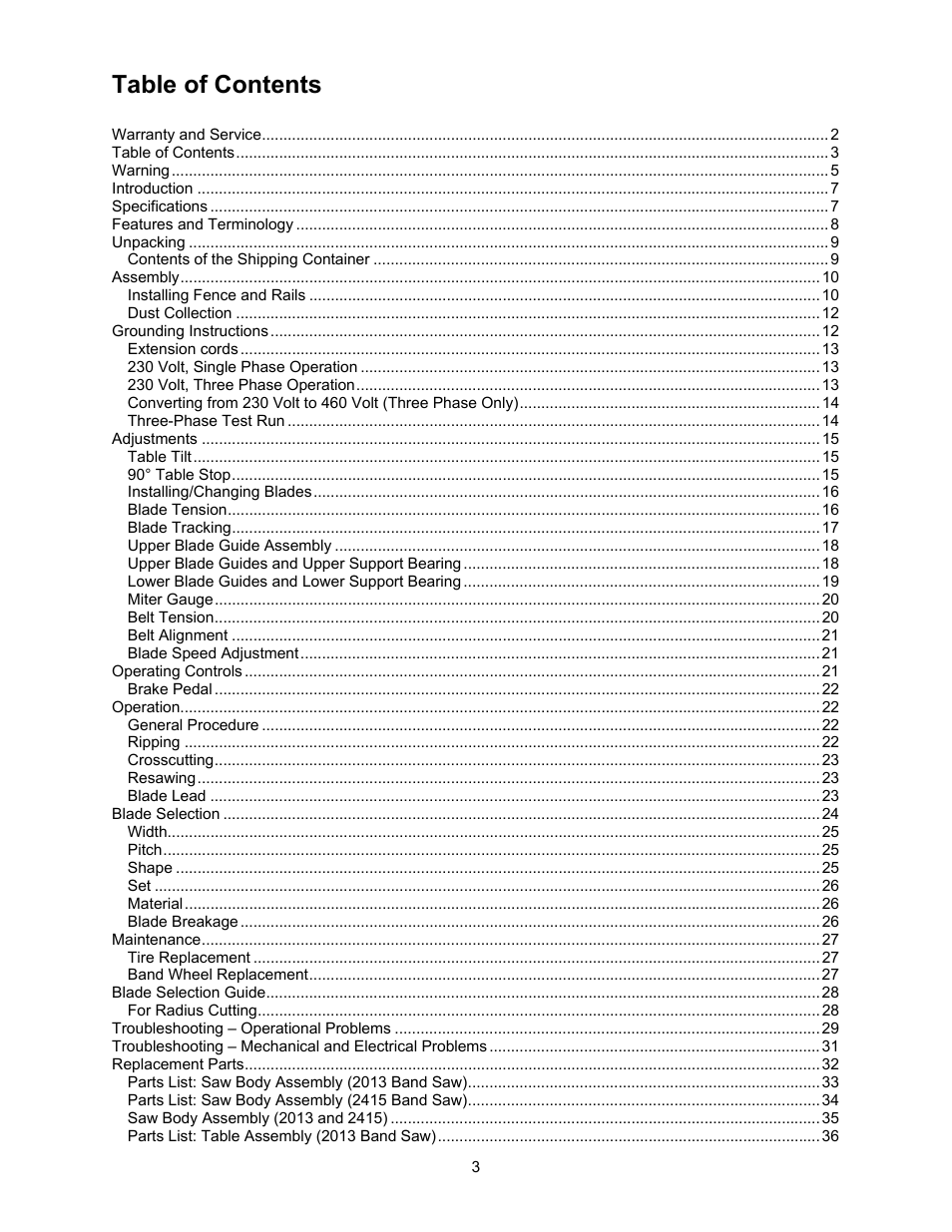 Powermatic 2013 User Manual | Page 3 / 60
