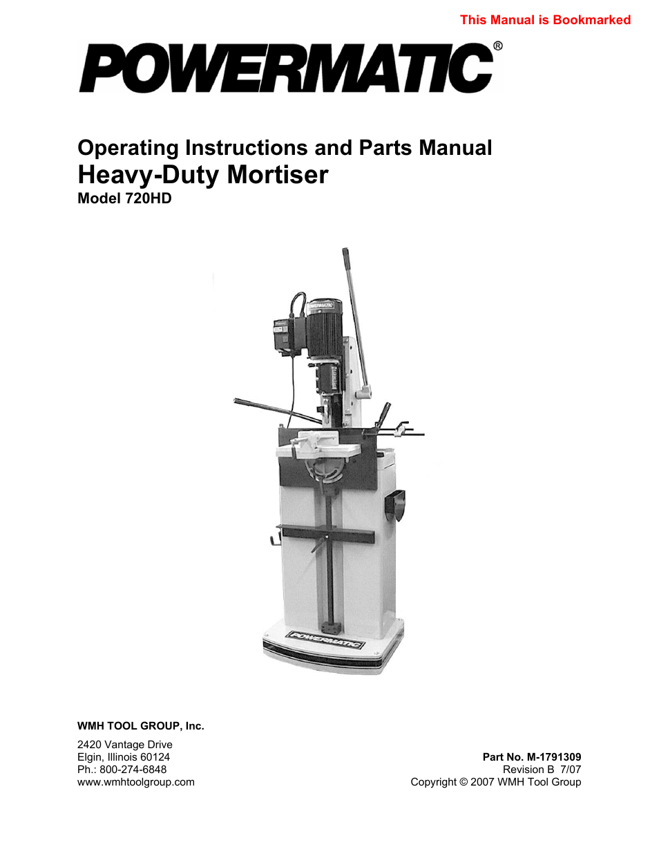Powermatic 720HD User Manual | 24 pages