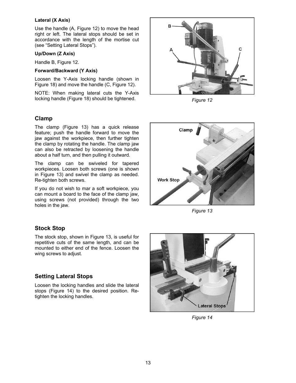 Clamp, Stock stop, Setting lateral stops | Powermatic 720HD User Manual | Page 13 / 24
