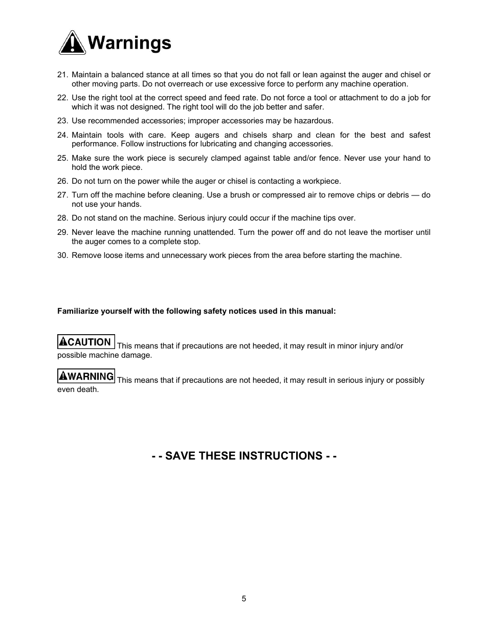 Save these instructions | Powermatic 720HD User Manual | Page 5 / 24