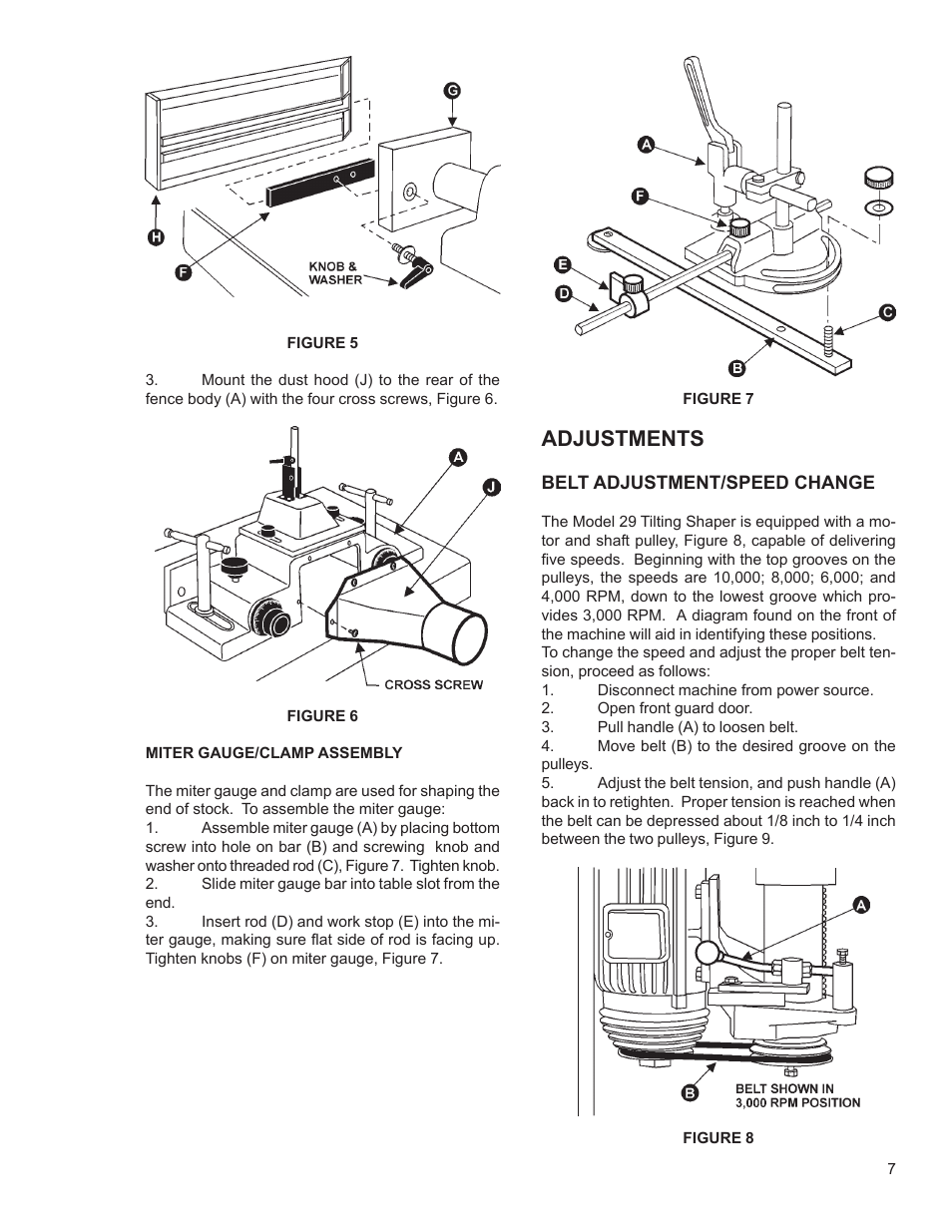 Adjustments | Powermatic Wood Shaper 29 User Manual | Page 7 / 28