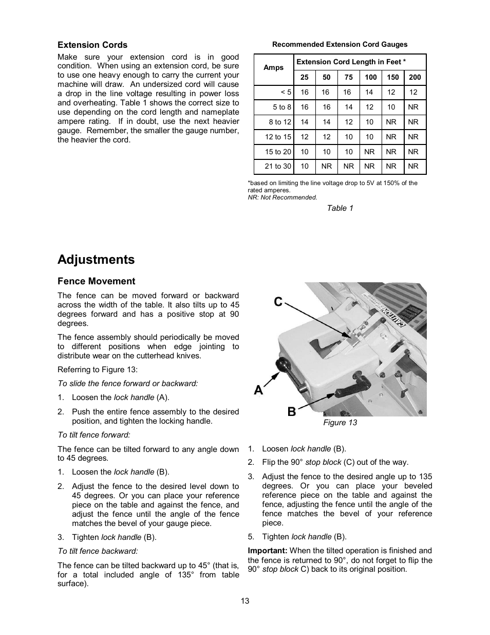 Adjustments, Fence movement | Powermatic 54HH User Manual | Page 13 / 40