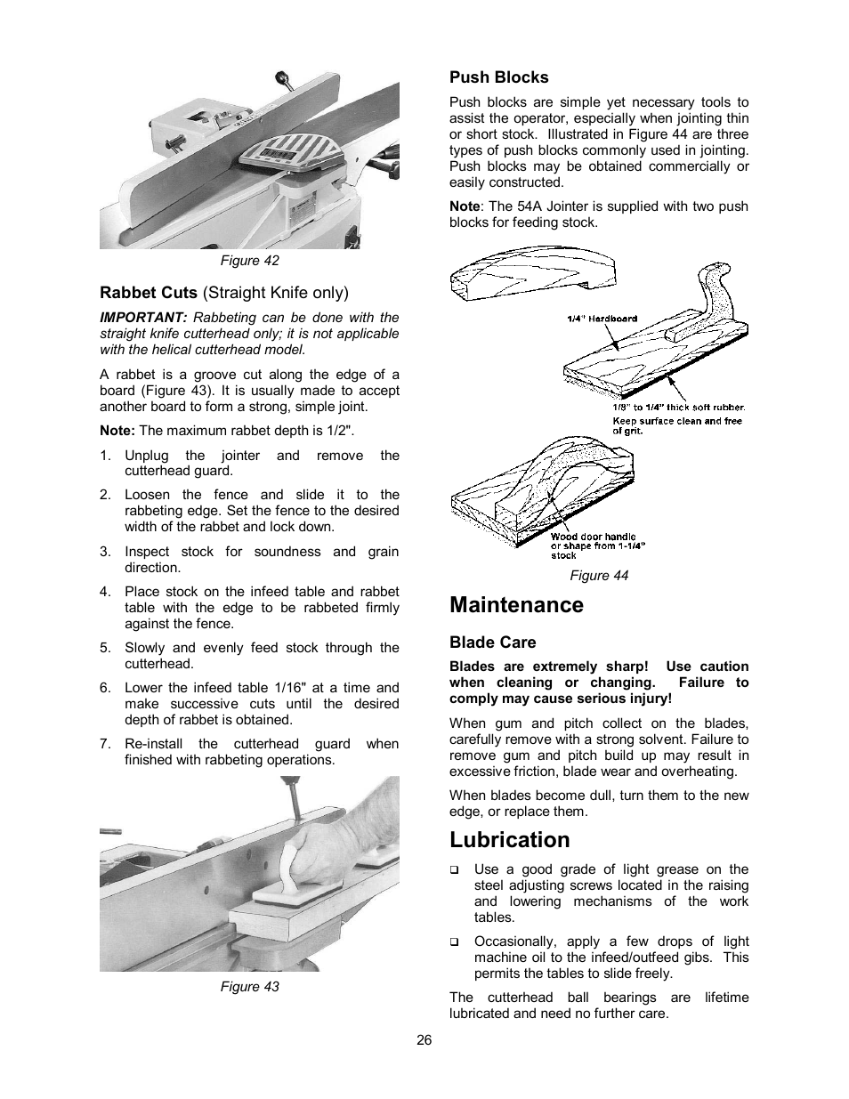 Maintenance, Lubrication | Powermatic 54HH User Manual | Page 26 / 40