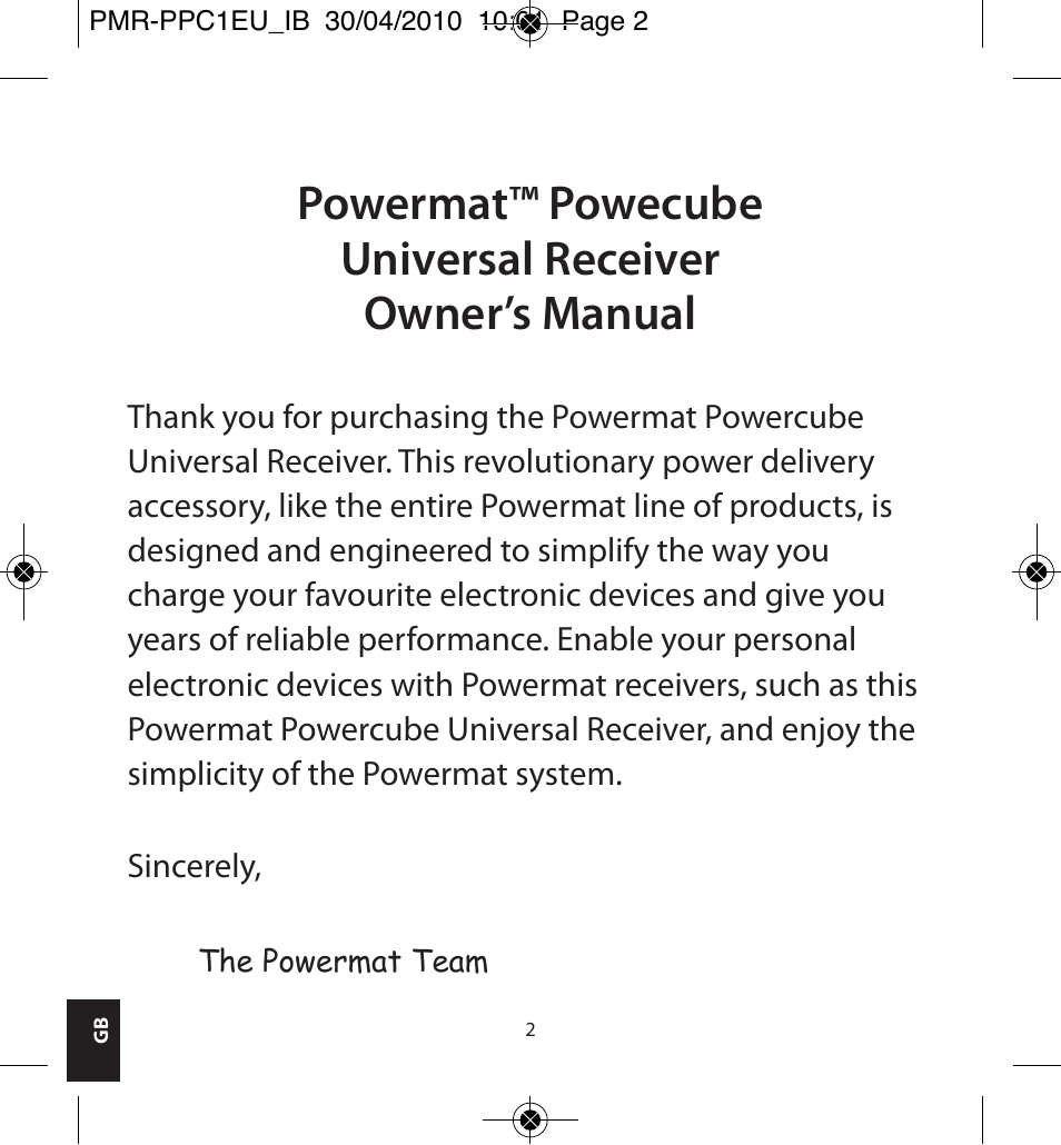 Powermatic POWERMAT PMR-PPC1EU_IB User Manual | Page 2 / 44