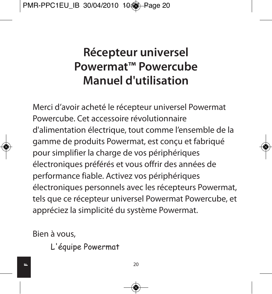 Powermatic POWERMAT PMR-PPC1EU_IB User Manual | Page 20 / 44