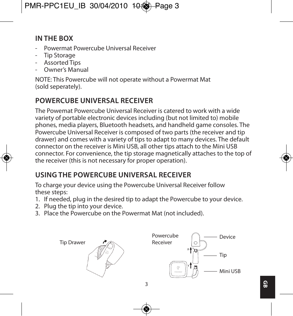 Powercube universal receiver, Using the powercube universal receiver | Powermatic POWERMAT PMR-PPC1EU_IB User Manual | Page 3 / 44