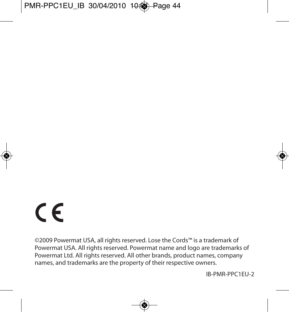 Powermatic POWERMAT PMR-PPC1EU_IB User Manual | Page 44 / 44