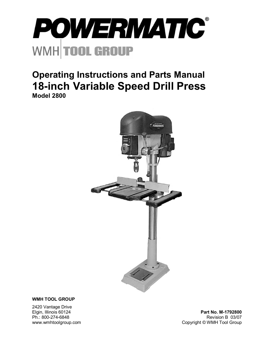 Powermatic 2800 User Manual | 24 pages