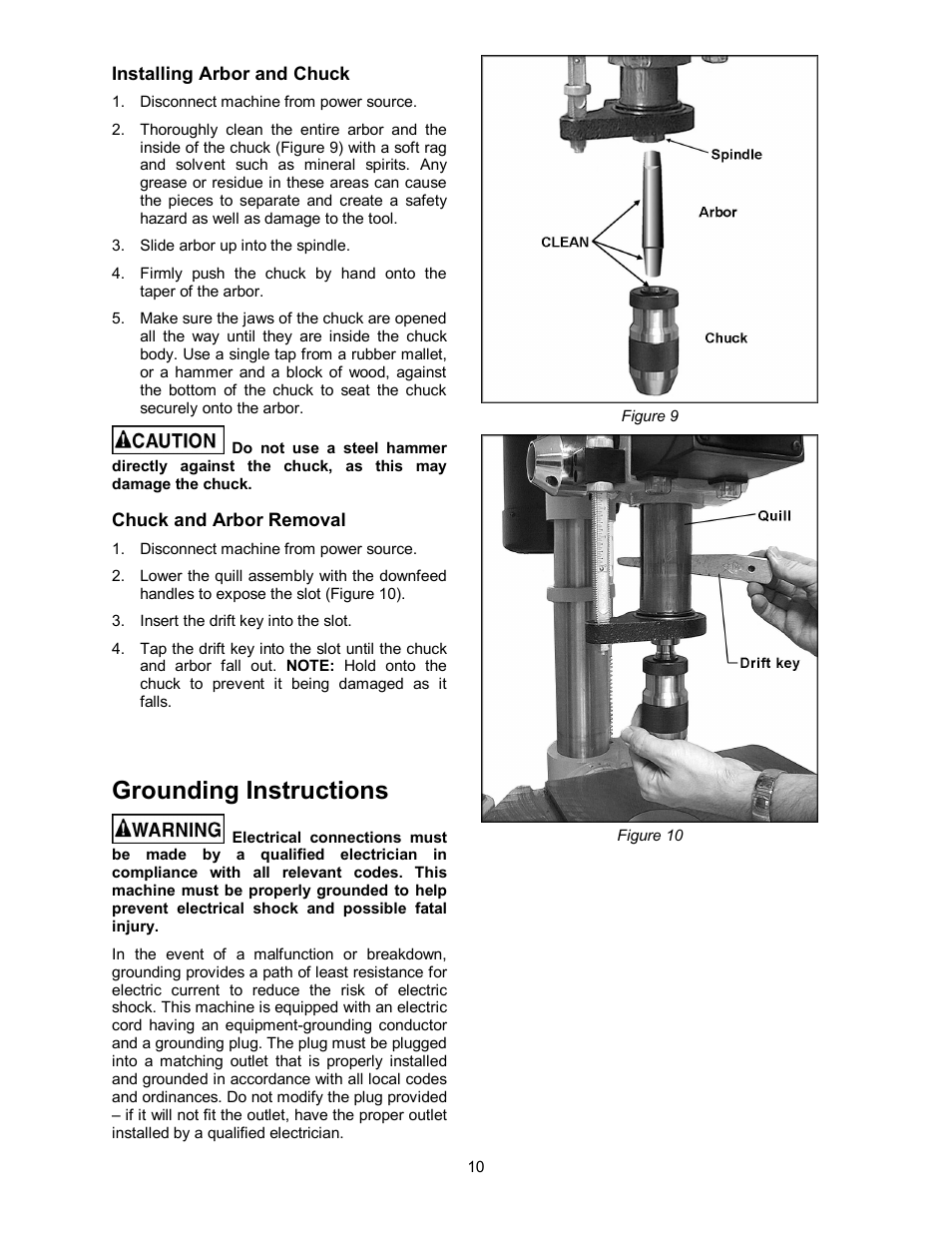 Grounding instructions | Powermatic 2800 User Manual | Page 10 / 24