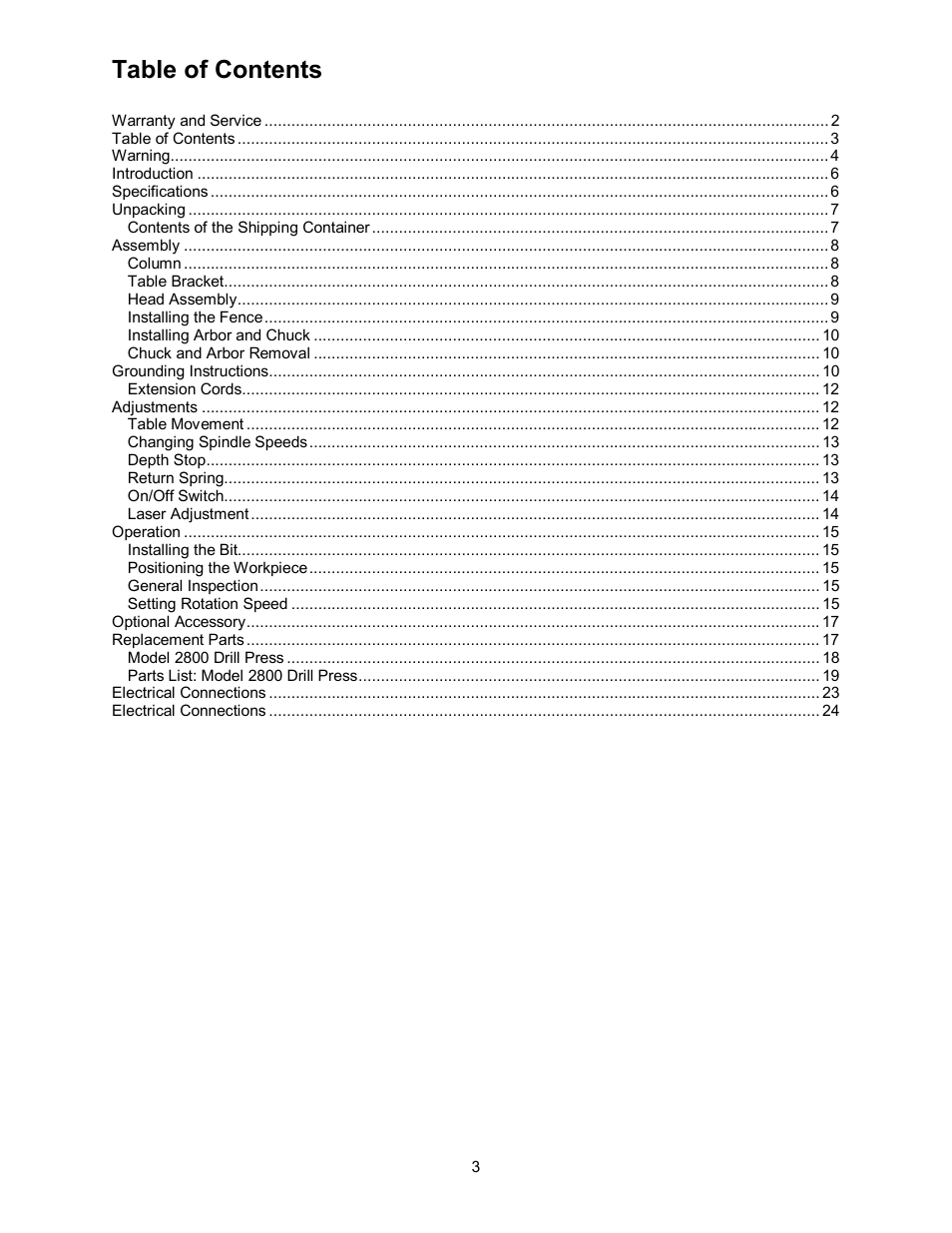 Powermatic 2800 User Manual | Page 3 / 24